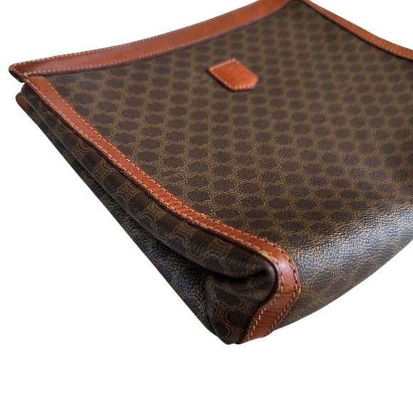 Authentic CELINE Macadam Dark Brown & Tan Leather Large Clutch Bag - Picture 7 of 16